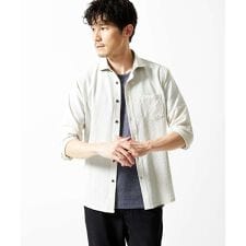 【洗える】清涼ブロックサッカー七分袖シャツ