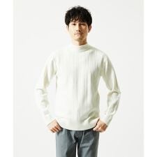 MKオム(MK homme)の【洗濯機で洗える】モックネックニット / ランダムタックストライプ