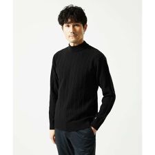 MKオム(MK homme)の【洗濯機で洗える】モックネックニット / ランダムタックストライプ