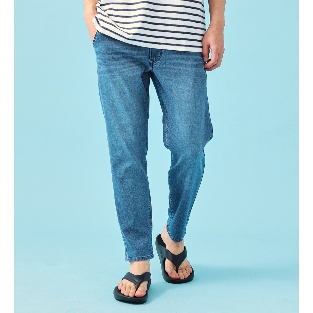 涼】ジャージーズ COOL テーパード デニムイージーパンツ ストレッチ