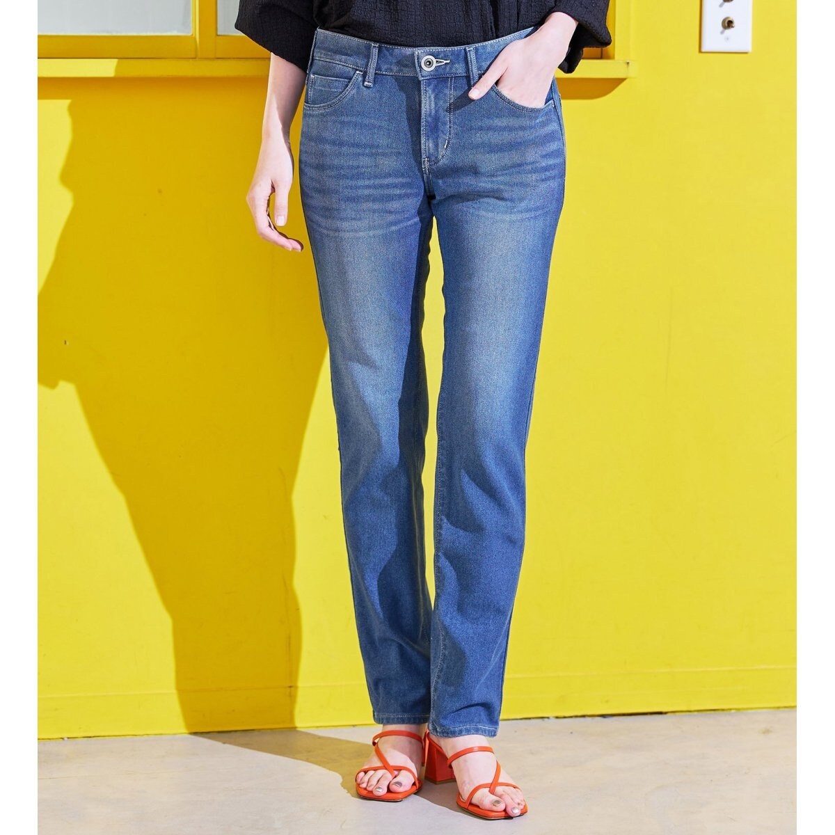 【新品】EDWIN　ジャージーズ COOL スリムストレートデニムパンツ EDWIN LADIES】 JERSEYS COOL スリムストレートデニムパンツ【涼