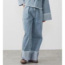 ロールアップ ストレート デニムパンツ ジーンズ