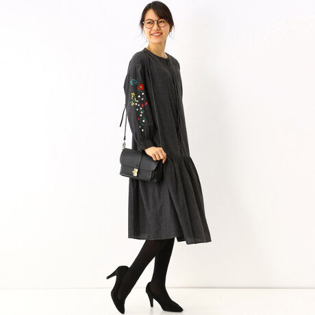 コットンシャンブレーフラワーライン刺しゅうティアードワンピース 裏地無し スーパーハッカ Super Hakka ファッション通販 マルイウェブチャネル Ca000 845 40 01