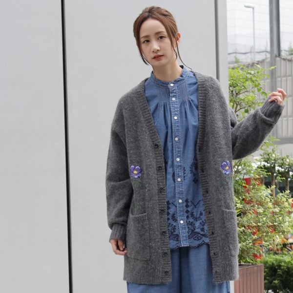 poppy ニットカーディガン（あさぎーにょ poppy ボーダーニット