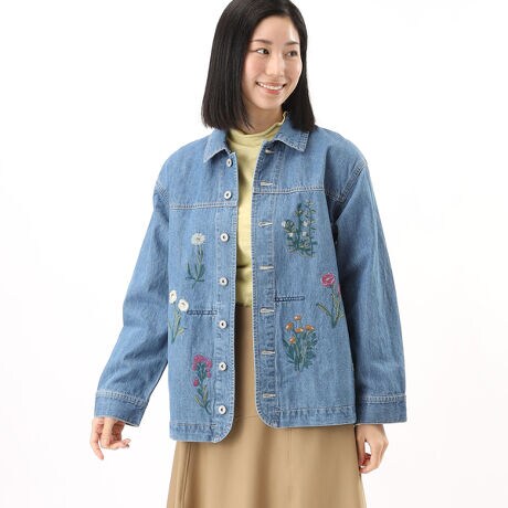 プレイリーフラワー刺繍デニムカバーオール | スーパーハッカ(SUPER 