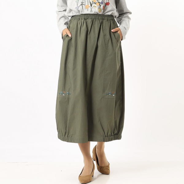 タスランリップラインフラワー刺繍バルーンスカート | スーパーハッカ