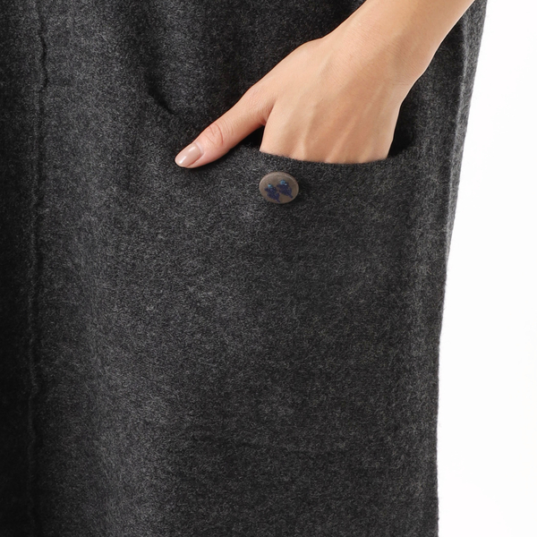 プチ刺繍ボタン メリノウール縮絨ジャンパースカート | スーパーハッカ