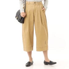 ロゴフラワー刺繍コットンツイルストレッチオーバルパンツ