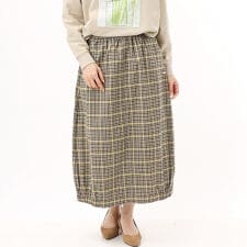 ツイル杢ストレッチ／タータンチェック　コクーンスカート