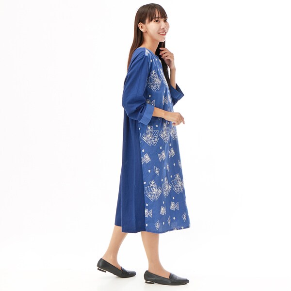 60コットンローンワッシャー切手フラワーレース×30/-天竺ワンピース