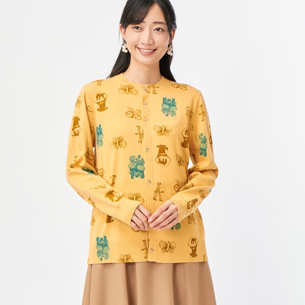 SUPER HAKKA×さかたきよこ 2/20コットン「daydream」プリントニットカーディガン SUPER HAKKA×さかたきよこ 2/20コットン｢daydream｣プリント
