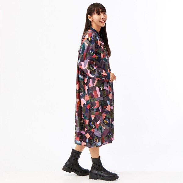 SUPER HAKKA スウィングフラワープリント前開きワンピース