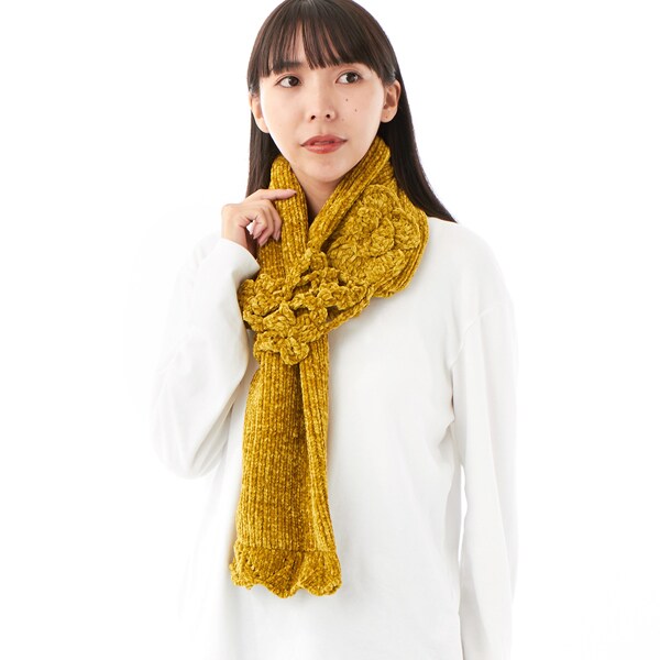 かぎ針モチーフ付きモールヤーンマフラー | スーパーハッカ(SUPER