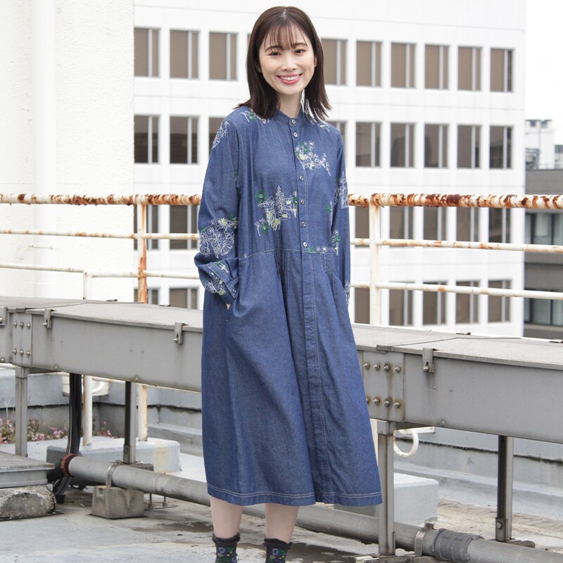 SUPER HAKKA スウィングフラワープリント前開きワンピース