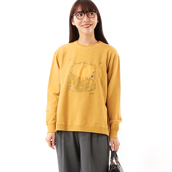 40/20裏毛×60コットンローンガーランドプチフラワー刺繍トレーナー