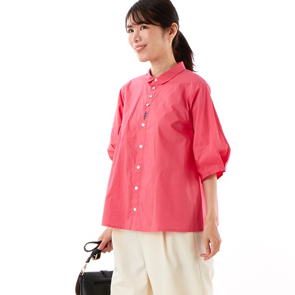 ブラウス シャツ コットンローン＋コットンリネンクロス小花プリントシャツブラウス レディース コットンローン+コットンリネンクロス小花プリントシャツ