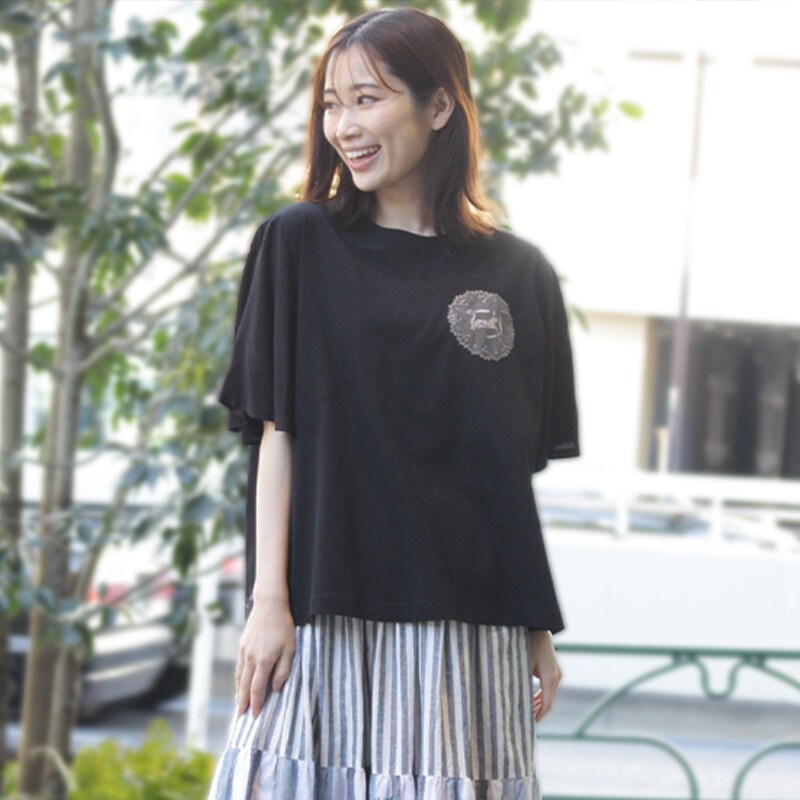 SUPER HAKKA×庄島歩音「swallows and hare」レースプリントTシャツ SUPER HAKKA×庄島歩音「swallows and hare」レースプリントT