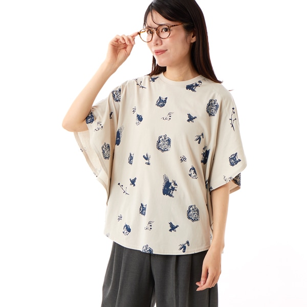 SUPER HAKKA×庄島歩音「swallows and hare」レースプリントTシャツ SUPER HAKKA×庄島歩音「swallows and hare」レースプリントT