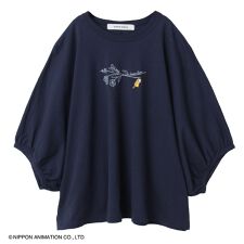 SUPER HAKKA×世界名作劇場 あらいぐまラスカルとフラワー刺繍ドルマンスリーブTシャツ