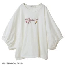 SUPER HAKKA×世界名作劇場 あらいぐまラスカルとフラワー刺繍ドルマンスリーブTシャツ