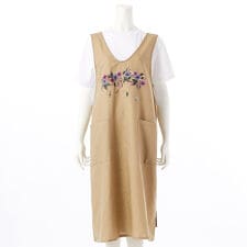 スーパーハッカ(SUPER HAKKA)のガーデンフラワー刺繍 コットン麻エプロン