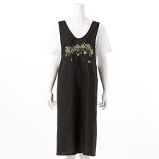 スーパーハッカ(SUPER HAKKA)のガーデンフラワー刺繍 コットン麻エプロン