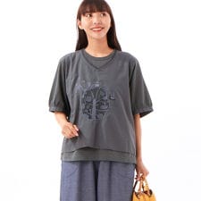 SUPER HAKKA×中村 ころもち コットンローン｢depth｣単色刺繍+天竺カットソー
