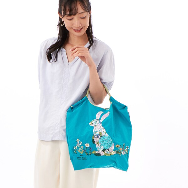 スーパーハッカ　2WAYリュックトートバッグ　うさぎ SUPER HAKKA×Ball&Chain 花うさぎ刺繍トートバッグ(M