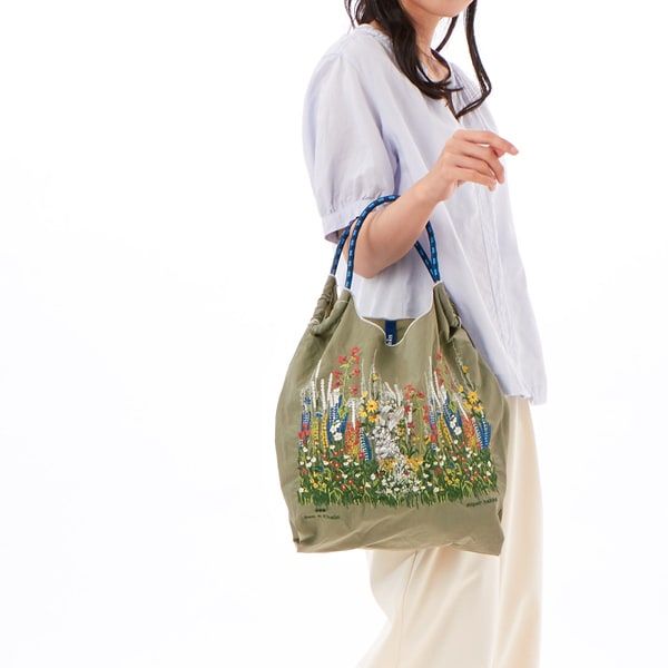 Ball＆Chain×SUPER HAKKA　うさぎの隠れ家刺繍トートバッグ　М SUPER HAKKA×Ball&Chain うさぎの隠れ家刺繍トートバッグ(M