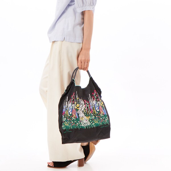 Ball＆Chain×SUPER HAKKA　うさぎの隠れ家刺繍トートバッグ　М SUPER HAKKA×Ball&Chain うさぎの隠れ家刺繍トートバッグ(M