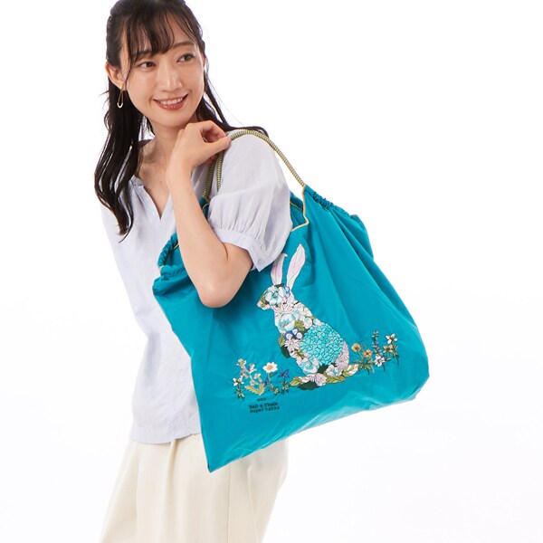 SUPER HAKKA×Ball&Chain 花うさぎ刺繍トートバッグ(L