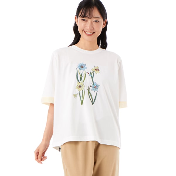 tシャツ SUPER　HAKKA×えんどうゆりこ「植物を編む」刺繍Tシャツ レディース SUPER HAKKA×えんどうゆりこ「植物を編む」刺繍Tシャツ（Tシャツ