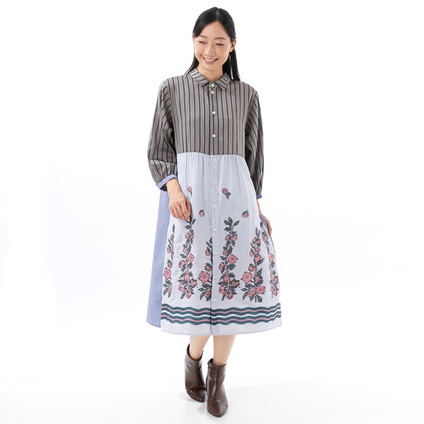 SUPER HAKKA×椎木彩子 ｢Plants Rhythm｣刺繍シャツワンピース