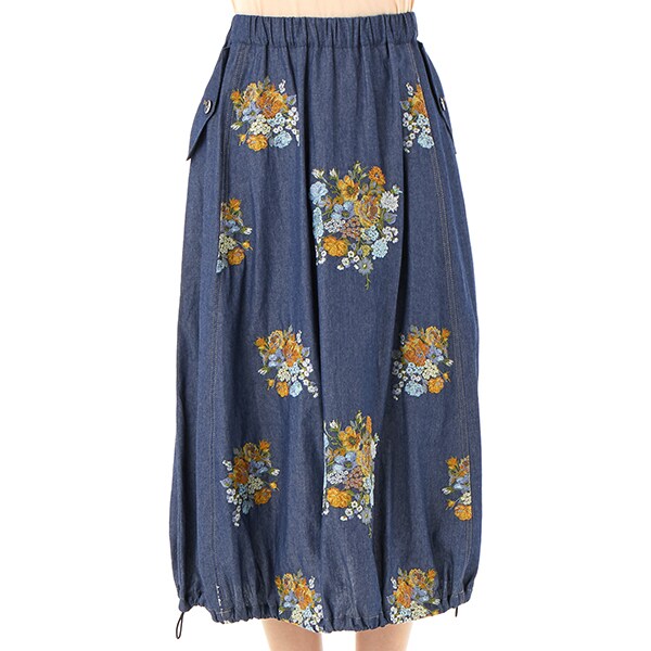 デニム/ツイル ブロッサムクラスタ刺繍バルーンスカート | スーパー