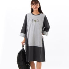 スモールウェーブボイルデインティ フラワー刺繍+天竺ワンピース