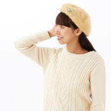 スーパーハッカ(SUPER HAKKA)のフラワーワンポイント刺繍シャギーベレー帽