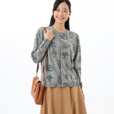 スーパーハッカ(SUPER HAKKA)のSUPER HAKKA×保坂優子 ｢暮らしを彩る｣プリントニットカーディガン