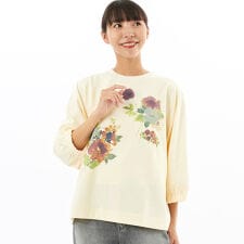 スーパーハッカ(SUPER HAKKA)のブラーレッドフラワープリント裏毛プルオーバー