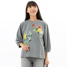 スーパーハッカ(SUPER HAKKA)のブラーレッドフラワープリント裏毛プルオーバー