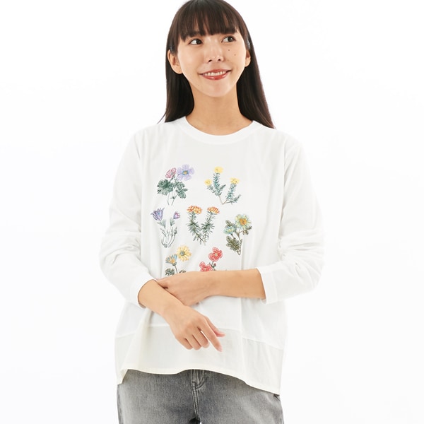 ブルームインデックス刺繍長袖カットソー | スーパーハッカ(SUPER