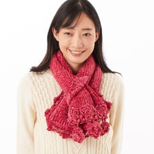 スーパーハッカ(SUPER HAKKA)のフラワーかぎ針モチーフ&スカラップモールヤーンマフラー