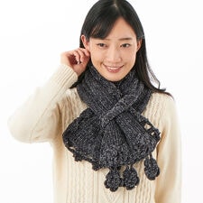 スーパーハッカ(SUPER HAKKA)のフラワーかぎ針モチーフ&スカラップモールヤーンマフラー