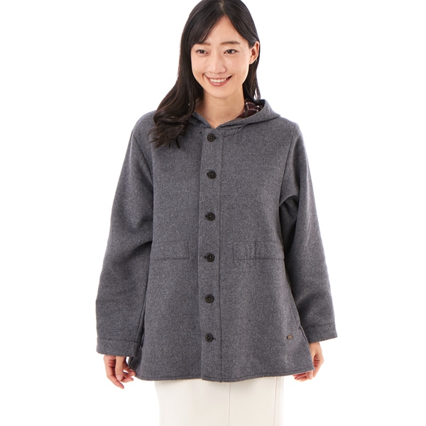 コットンナイロンツイル コージーフラワー刺繍フードコート | スーパー