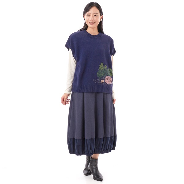 SUPER HAKKA×サクマ ユウコ ｢森の家｣/｢SQUIRREL｣モチーフ刺繍ニット