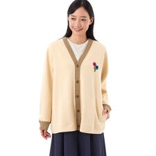 スーパーハッカ(SUPER HAKKA)のプルームレットハンド刺繍キルティングダブルジャカードVネックカーディガン