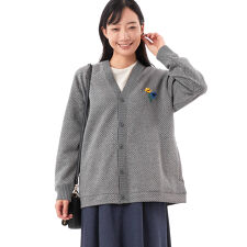 スーパーハッカ(SUPER HAKKA)のプルームレットハンド刺繍キルティングダブルジャカードVネックカーディガン