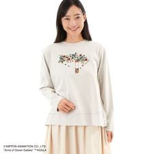 SUPER HAKKA×世界名作劇場 ｢赤毛のアン｣花とブランコ刺繍 長袖カットソー