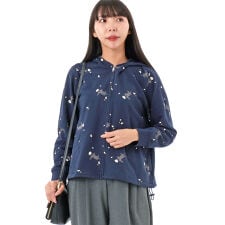 うさぎとデイジープリント裏毛フーディ/パーカ