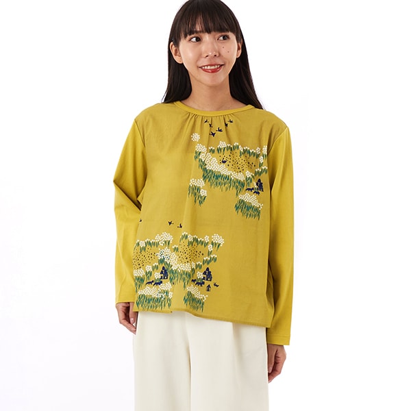 コットンローンコード刺繍+ビーズ+天竺カットソー | スーパーハッカ