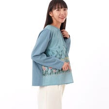 コットンローンフローラルメドウプリント+ソフト天竺カットソー